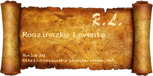 Roszinszky Levente névjegykártya